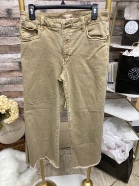 Kut from the Kloth Tan Wide-Leg Ankle Distressed Jeans